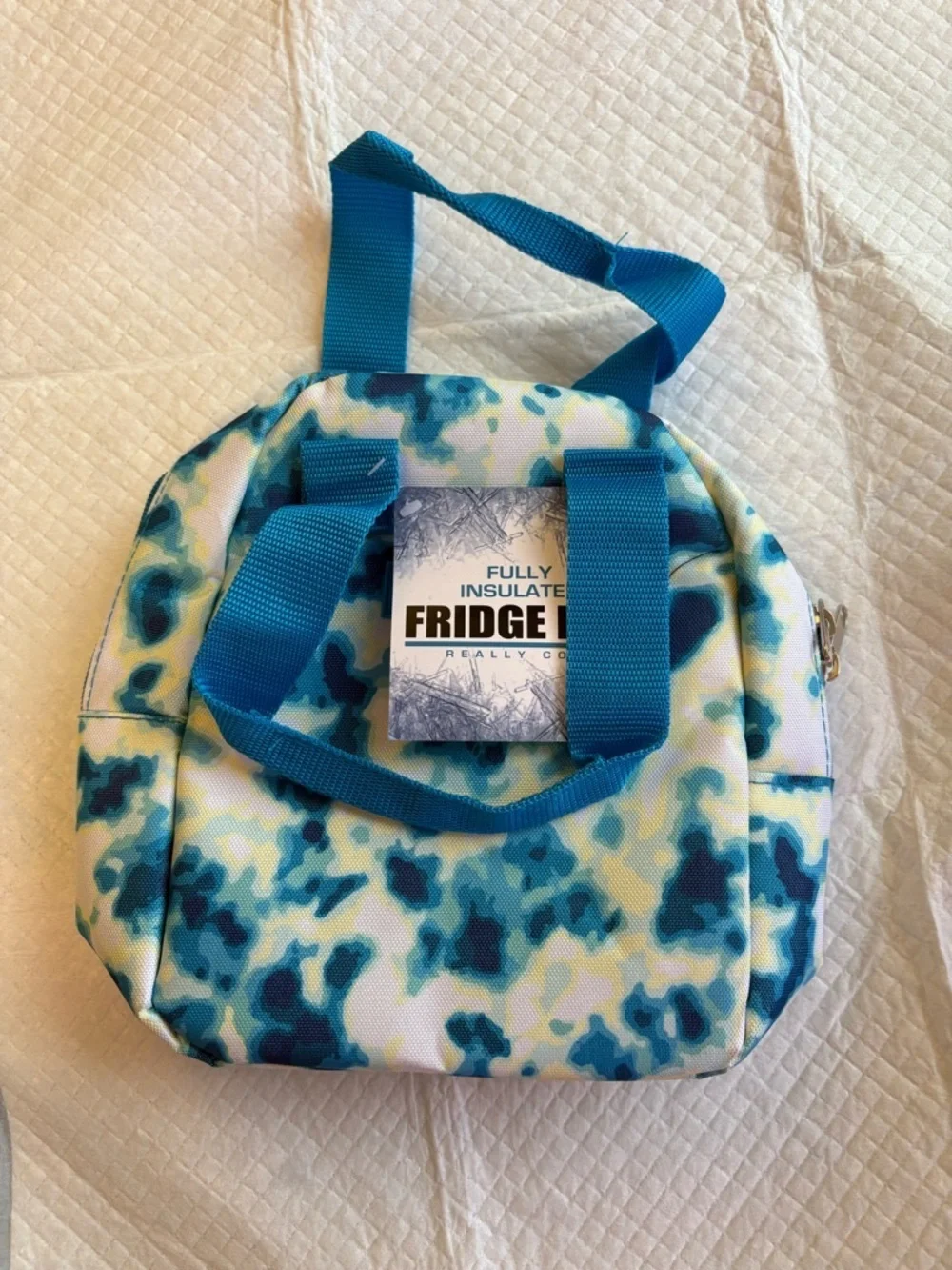 NWT- Insulated Lunch Bag Leakproof & Stain-Resistant Zipper Blue Tie Dye Travel